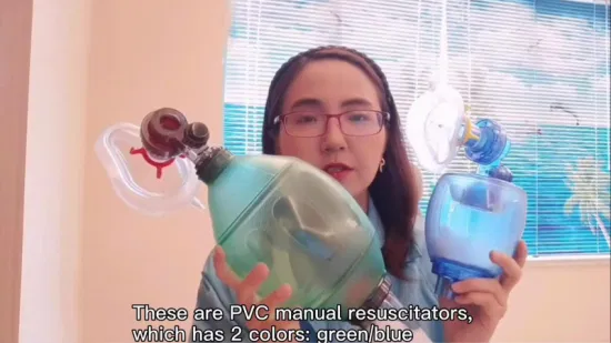 PVC 수동 인공호흡기 PVC Ambu Bag Factory 성인 소아 어린이 유아 크기 녹색 CE, FDA를 위한 PVC 수동 인공호흡기